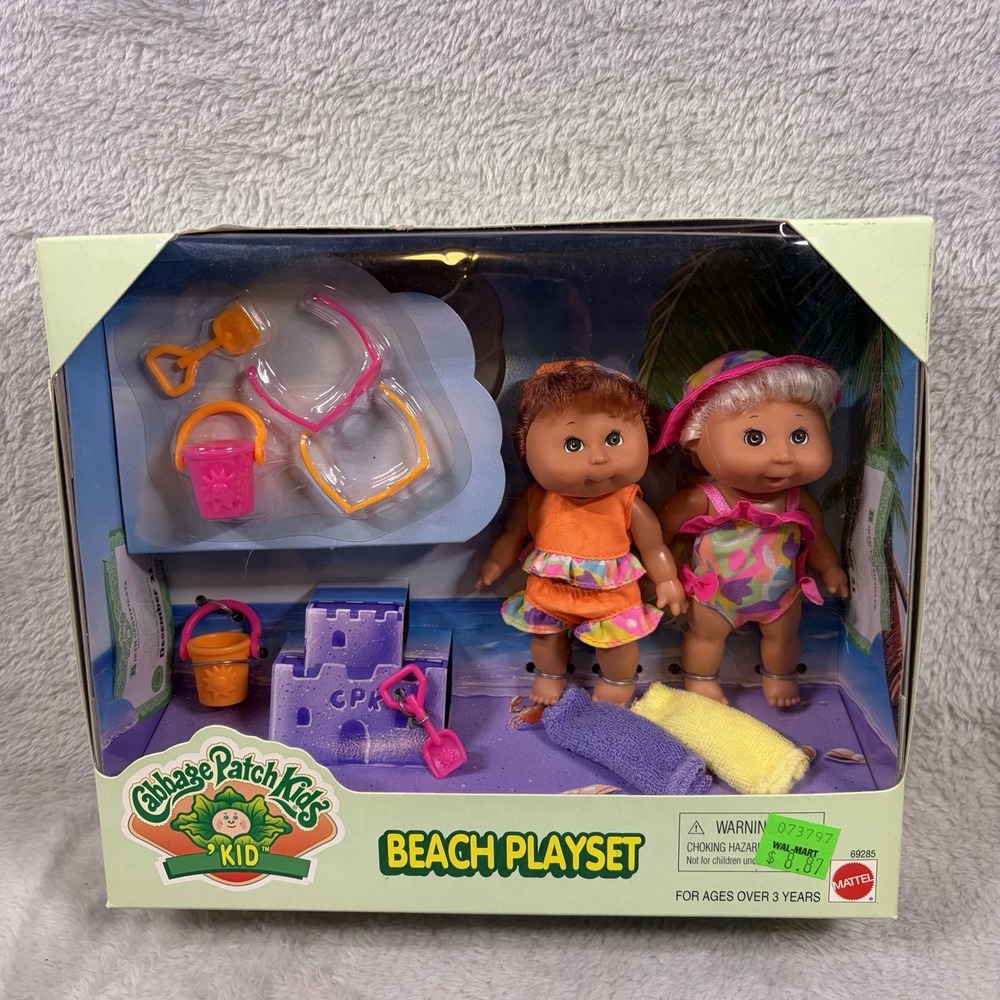 Vintage Cabbage Patch Kids 'Kid Beach Playset w/2 Dolls Mattel #69285 New/Sealed